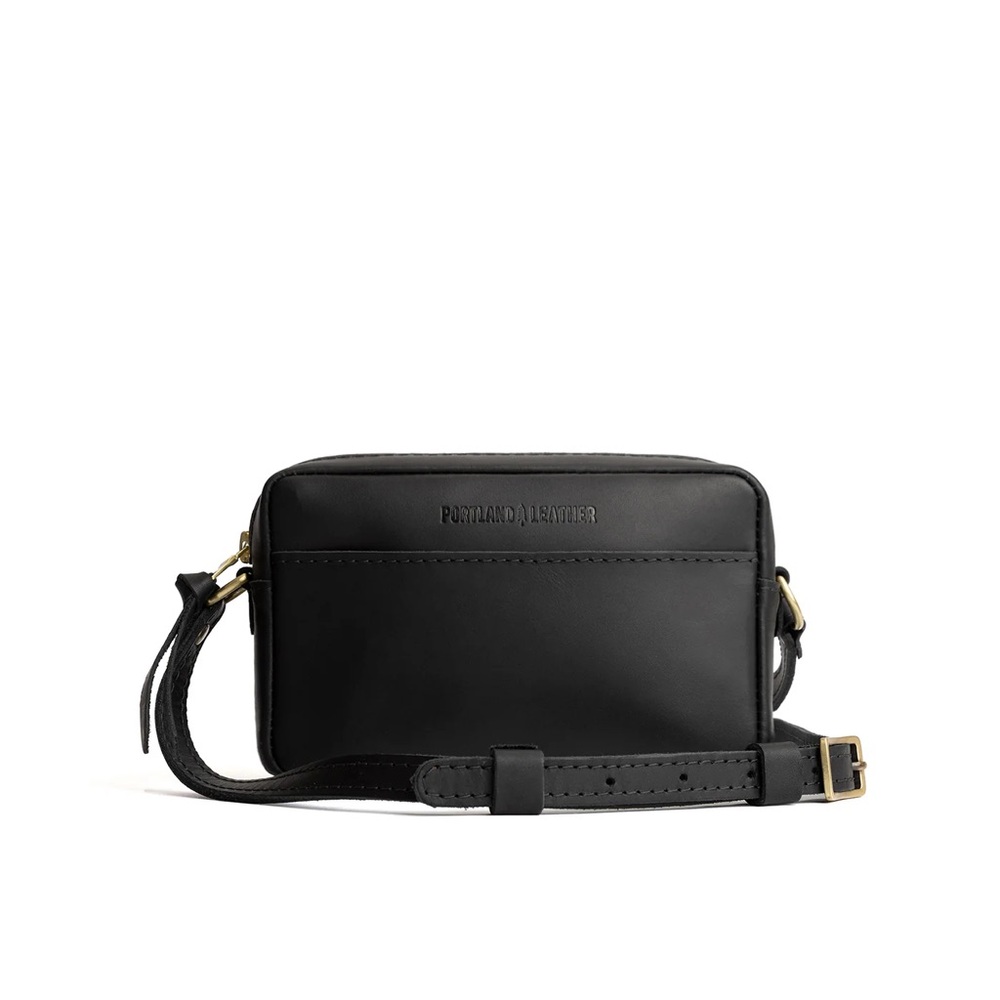 Portland Leather Black Belt Bag Minimalist Design